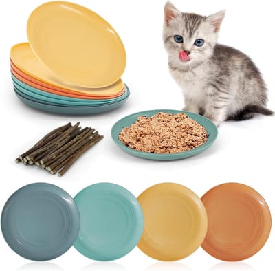 Allecto Plus - Kattenschalen en Matatabi set voor Katten - Voerbakken en Stokjes voor Kattenvoer - Kattengras - Droogvoer Snacks - 8 stuks