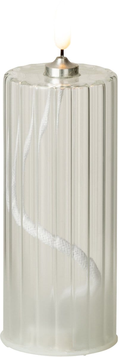 J-Line kaars Strepen - glas - transparant - medium - LED