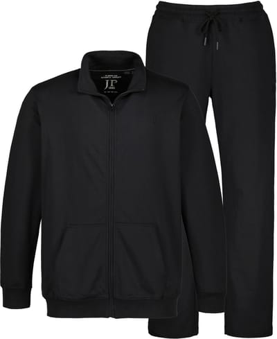 JP 1880 - Heren - Joggingpak 2-delig loungewear jasje en broek - Zwart - Maat 4XL