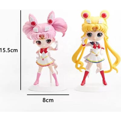 10CM Sailor Mini Moon Tsukino Usagi Sailor Moon Figurine Anime Costume Bureau Modèle de Golf Jouet Cadeau Collection Ornements Œuvre d'Art PVC beige