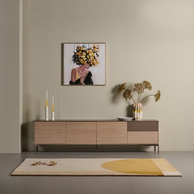 TV-meubel Fado - MDF / Decor-de-luxe - Eiken Houtlook - 225x59x42 cm (BxHxD) - Kleur Misty Oak Latte - Gemonteerd