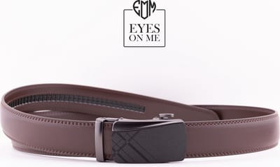 Bruine lederen riem zonder gaatjes met automatische gesp voor heren ( Model L048 )