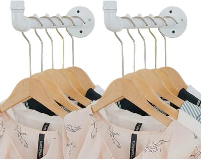 Thijox - Industrial Wall Pipe Kledingrekken - Heavy Duty Metaal Kledinghanger met Haak, Wandgemonteerde Garment Holder Racks, Kledingstaaf/Coat Hanger