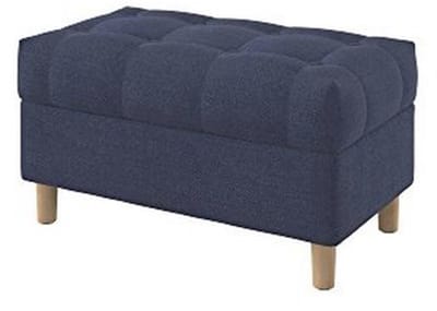 Stijlvol Zitbankje met Knooptufting en Opbergruimte – Multifunctionele Voetenbank voor Slaapkamer en Hal – 80 cm Breed – Naturel Blue Stof