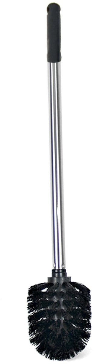 Gerimport Wc en toiletborstel - zwart / zilver - 34 cm - van RVS - Badkamer accessoires - wc-borstels