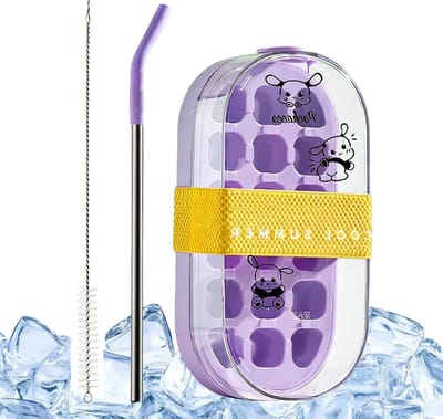 Draagbare IJsmaker - IJsblokjeslade - Drankjes Koelen - Twee-in-een Ontwerp - 22x11x7cm - Violet