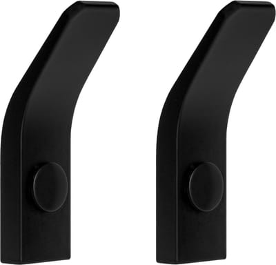 QUVIO Wandhaak - Set van 2 - Handdoekhaakjes - Handdoekhouder - Haakjes - Jashaak - Wandhaak zwart - Met schroeven - Voor 2 handdoeken - Voor keuken - Voor badkamer - Muurhaak - Metaal - Zwart