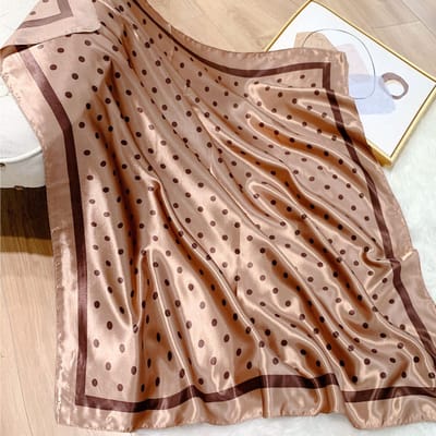 Vierkante Sjaal met Stippenprint voor Dames Zijden Sjaal Nekdoek Vrouwelijke Haarbanden Hoofddoeken Hoofdband Foulard Satijnen Hijab Bandana 90x90cm gray
