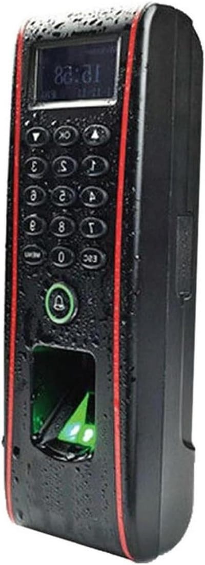 Biometrische Tijdklok - Vingerafdruk Toegangscontrole - Tijdregistratie Kantoor - IP65 Waterdicht - 62.5x185x41.5 mm - Zwart