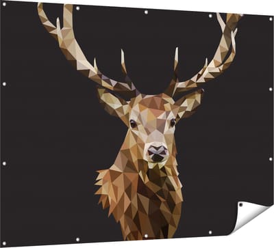 Gards Tuinposter Origami Hertenkop - Hert - Abstract - 160x120 cm - Tuindoek - Tuindecoratie - Wanddecoratie buiten - Tuinschilderij