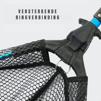 DYNA® Schepnet Vissen - Visnet - Telescoop Schepnet - Duurzaam Net met Rubberen Coating - Zwart/Blauw - 92cm x 41cm x 1cm