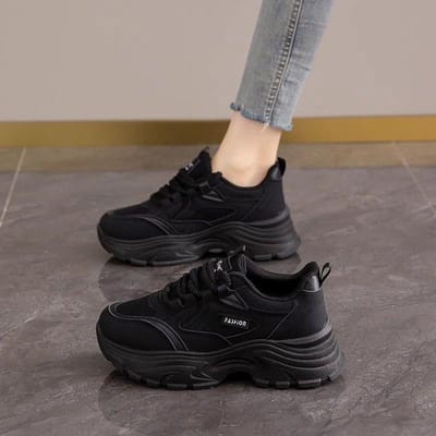 Mesh Ademende Papa Schoenen Dames Dikke Zolen Muffin Casual Dames Schoenen 35 zwart