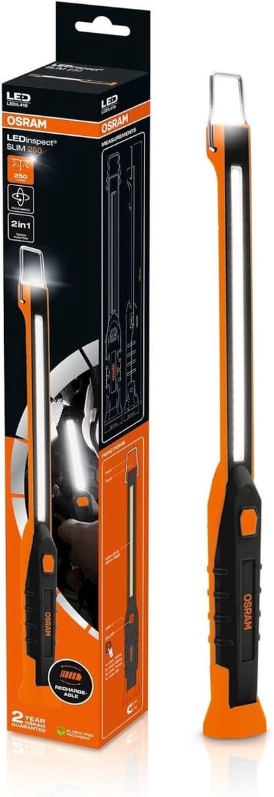 Inspectielamp LED - Werkplaatslamp Oplaadbaar - Precisiewerk Krappe Ruimtes - Ultradun Profiel - 36 cm Lengte - Zwart