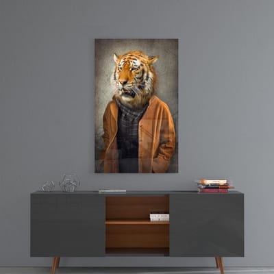 Insigne Glazen Schilderijen - Dierenkop - Tijger - Wanddecoratie - Geharde Glasschilderij - 110x70 cm - 4 mm