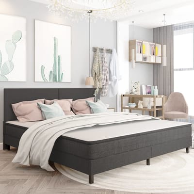 vidaXL - Hoofdbord - 200x200 - cm - stof - donkergrijs