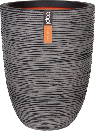 Capi Europe - Vaas elegant laag Rib NL - 34x46 - Antraciet - Opening Ø27 - Bloempot voor binnen en buiten - Levenslang garantie - Breukbestendig - 100% Recyclebaar - CO2 Neutraal geproduceerd - KOFZ782