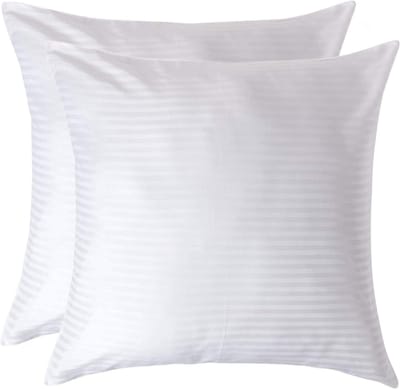 Homescapes Satijn Streep Katoen Kussensloop 80x80 cm – Set van 2 – Wit – 100% Egyptisch Katoen – Draaddichtheid 330
