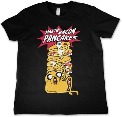Adventure Time Makin' Bac-on -pannenkoeken T-shirt voor kinderen, zwart