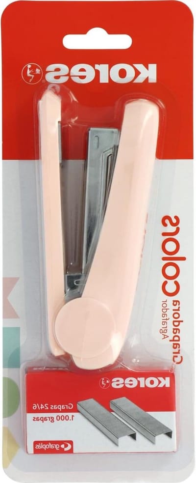Kores Nietmachine, model Colors + 1.000 nietjes 24/6, kleur: roze, afmetingen 12,5 x 5,5 x 3 cm, capaciteit 20 vellen papier à 80 g, compatibel met nietjes 26/6, school- en professioneel materiaal