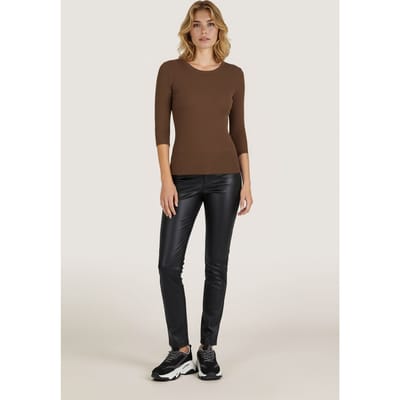 EsQualo Top Knitted Mixed Rib Army Green Maat: S | Longsleeves Outlet | Dames | Bruin