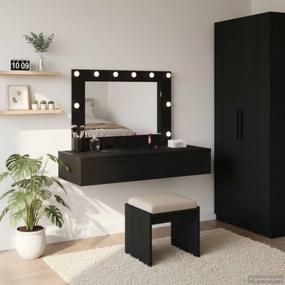 vidaXL - Kaptafel - Zwart - 100 - x - 40 - x - 70 - cm - Bewerkt - hout