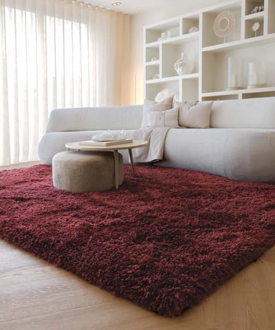 Shaggy vloerkleed - Sveve bordeauxrood 120x170