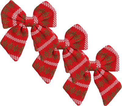 House of Seasons kerst ornament strik - 3x -rood 20 x 17 cm - polyester