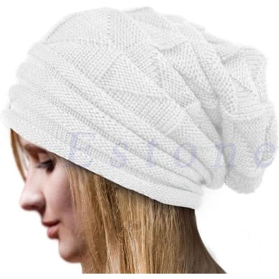 Gebreide Baggy Beanie Oversized Wintermuts Ski Slouchy Muts Skullies Beanies Dames Heren Winter Wol Warme Muts Beanies Unisex One Size wit