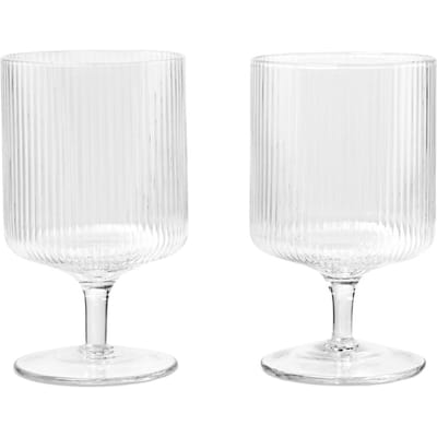Ferm Living - Ripple wijnglazen (Set van 2) - clear - transparant