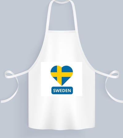 Akyol - sweden vlag hartje Keukenschort - Zweden - reizigers - toerist - verjaardagscadeau - souvenir - vakantie - 82 bij 71 cm