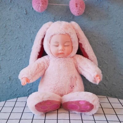 Zachte Body Baby Pop Leuke Slapende Baby Poppen met Konijnenkleding Knuffel Konijn Geanimeerd Pluche Pluche Speelgoed Verjaardagscadeau voor Kinderen 25cm 9.8inch