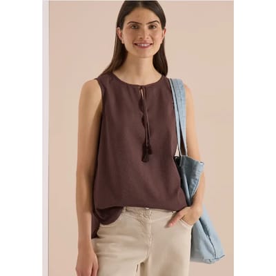 Blouse met split in de hals en bandjes