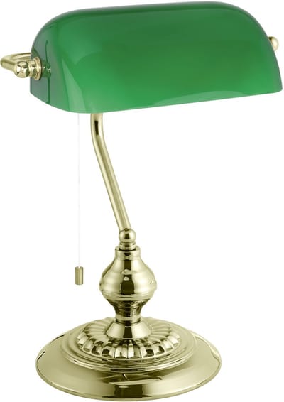 EGLO Banker - Bureaulamp - Tafellamp - E27 - 39 cm - Goud/Groen