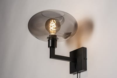 Lumidora Wandlamp 31040 - Voor binnen - OSLO - E27 - Zwart - Grijs - Metaal