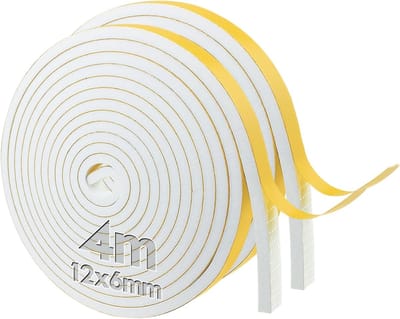 zelfklevend, voor deuren en ramen, deurafdichting, zelfklevende raamafdichting, rubber afdichtingsstrip, geluidsisolatie, botsingsafdichting (12mmx6mmx4m, 2 rollen)