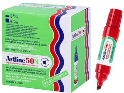 ARTLINE 50 NEAT - Permanent Marker - Doos van 12 stuks - 3,0-6,0mm Lijndikte - Rood