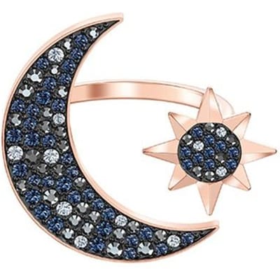 Swarovski klassieke ring in ster- en maanvorm voor dames, roségoud 5513222 Box+Shopping Bag (Random Color),58 black