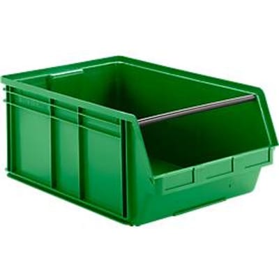 Opbergbak met open voorzijde en draagbeugel SSI Schäfer LF 743, polypropeen, L 715 x B 470 x H 300 mm, 74 l, groen