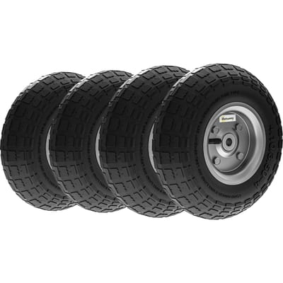 Outsunny Set van 4 wielen voor kruiwagens, rubberbanden Ø255 x 75 mm, zwart