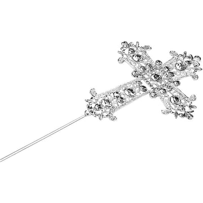 Topper Metalen Zilveren Kruis Met Diamanten