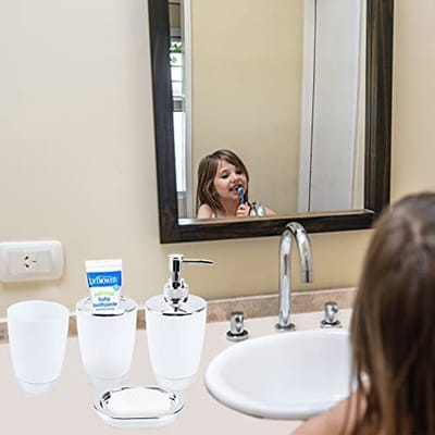 Dailygoods- Badkameraccessoireset 6-delig - Tandenborstelhouder/Beker - Zeepdispenser/Zeepbakje - Toiletborstel met Houder - Vuilnisemmer - Hoogwaardig Kunststof - Badkameraccessoires