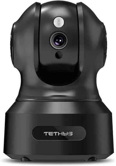 TETHYS beveiligingscamera draadloos 1080p wifi indoor smart ip bewakingscamera met nachtzicht, bewegingsdetectie, bidirectionele audio voor thuis/kantoor/baby