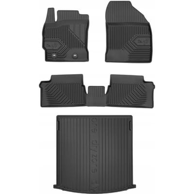 Frogum Voordeelset - Automatenset No.77 + Dry Zone Kofferbakmat - Geschikt voor Toyota Auris II Touring Sports (Kombi) (2012-2018) - Zonder verstelbare laadvloer - TPE Rubber - Zwart