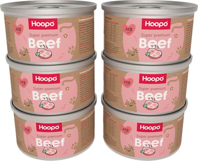Hoopo Beef - Kattenvoer - 6 x 200g - Graanvrij - Monoproteine - 70% echt vlees - Natvoer kat