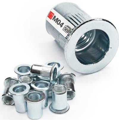 LUN FIX - Blindnietmuttern - Flachkopf M04 - 50 stk. - Flachkopf - Stahl