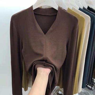 Dames V-hals Effen T-shirts Zomer Grijs Zwart Wit Slim Skinny Shirts Kantoor Kantoor Dame Casual Korte Mouw Tops XXL bruin