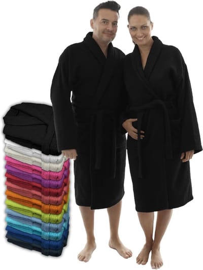 Uniseks badjas voor dames en heren, 100% Amerikaanse badstof, 400 g, met riem, tassen, douche, zachte ochtendjas, handdoek