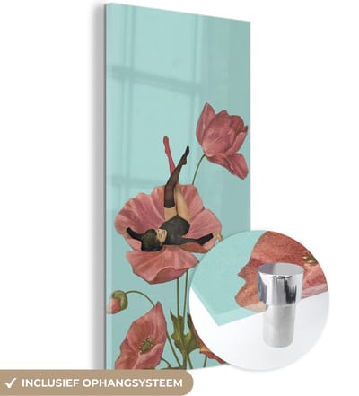 MuchoWow® Glasschilderij 60x120 cm - Schilderij acrylglas - Dromen - Vintage - Vrouwen - Foto op glas - Schilderijen