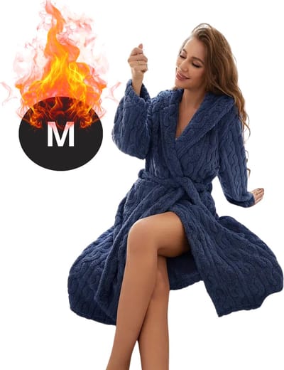 Bovista Badjas Dames - Fleece - Katoen - Badstof - Sauna - Hamam - Wafel - Bathrobe - Duster - Ochtendjas - Kimono - Spa - Blauw M