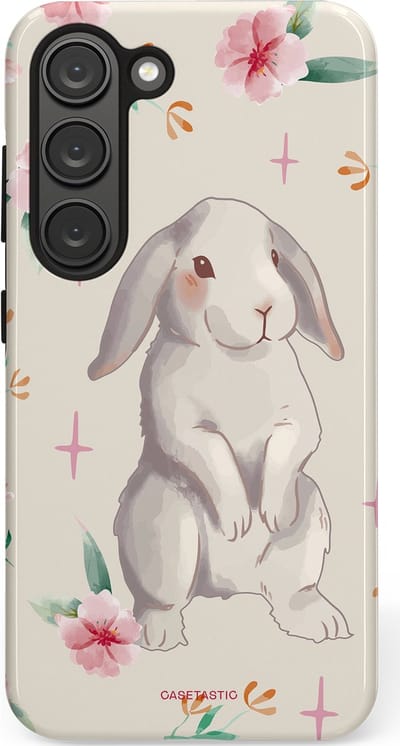 Casetastic Hoesje Geschikt voor Samsung S23 - Stijlvolle Beschermende Duo-layer Case - Klein konijntje